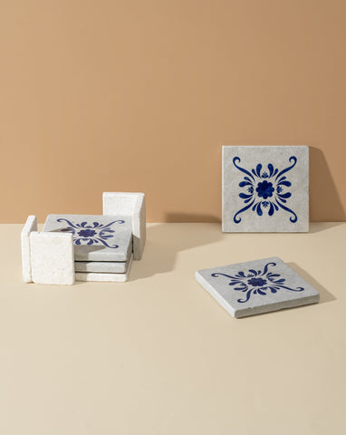 Andalusia Patterned Marble Tiles Coasters |  Set of 4